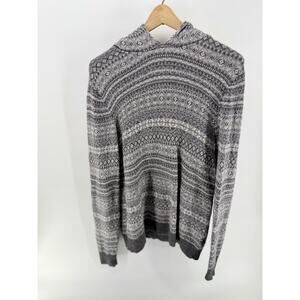 Vineyard Vines Fair Isle Hoodie Sweater Gray Alpaca Merino Womens M Nordic Boho